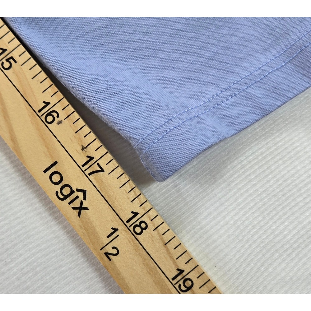 Lands End Womens Medium 10 12 V-Neck Long Sleeve Cotton T-Shirt Light Blue - Picture 5 of 6
